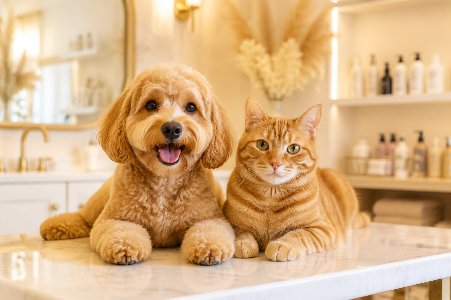 Доглянуті песик і кіт у салоні Sun in Paws